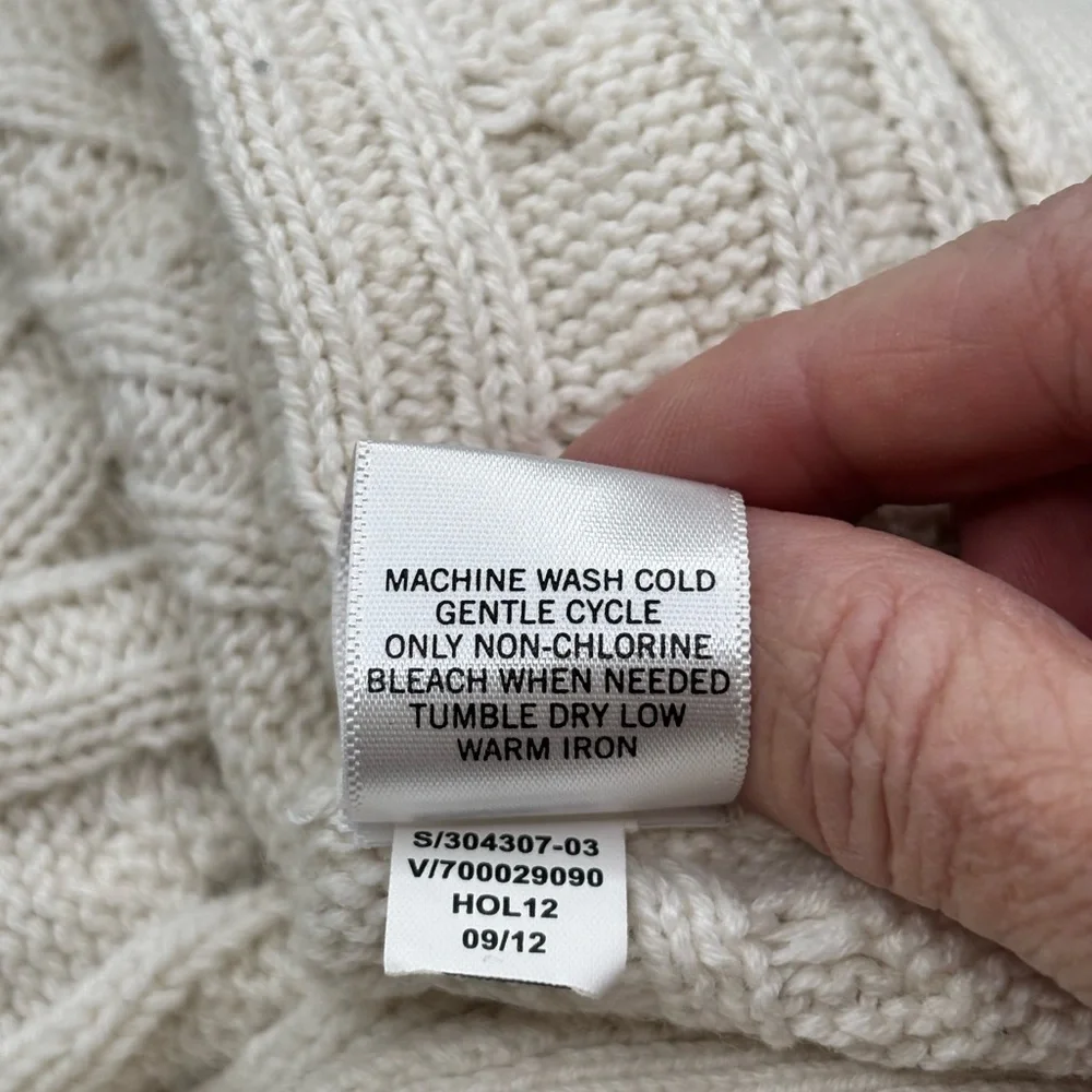 Banana Republic Women's Soft Cream Cable Knit Cowl Neck Sweater LARGE - Picture 4 of 7